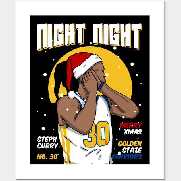Steph Curry Christmas Night Wall Art by Luna Illustration